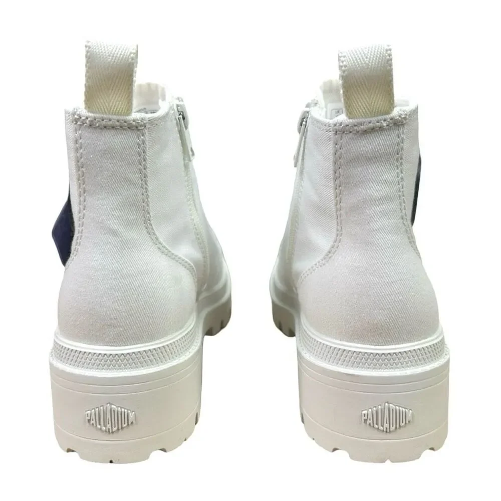 Palladium Pallabase Twill Round Toe Lace-Up Boots - Size 8 - Star White